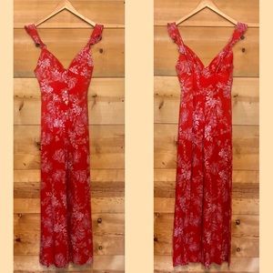 Free People Red Floral Jumpsuit